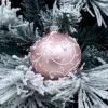 1Pz Pallina Di Vetro Decorata A Mano Rosa Opaco 80Mm