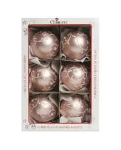 1Pz Pallina Di Vetro Decorata A Mano Rosa Opaco 80Mm