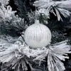 1Pz Pallina Di Vetro Decorata A Mano Bianco Lucido 80Mm