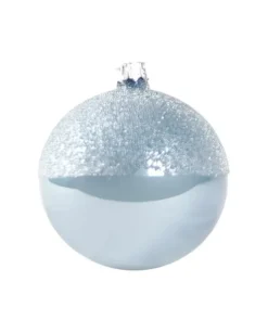 1Pz Pallina Di Vetro Decorata A Mano Celeste Lucido 80Mm