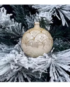 1Pz Pallina Di Vetro Decorata A Mano Champagne Lucido 80Mm