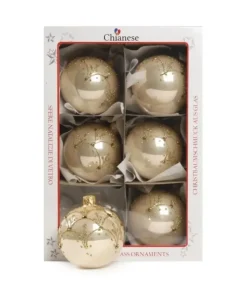 1Pz Pallina Di Vetro Decorata A Mano Champagne Lucido 80Mm