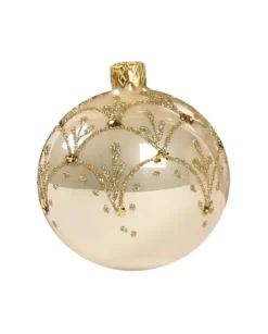1Pz Pallina Di Vetro Decorata A Mano Champagne Lucido 80Mm