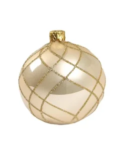1Pz Pallina Di Vetro Decorata A Mano Champagne Lucido 80Mm