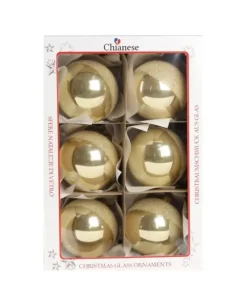 1Pz Pallina Di Vetro Decorata A Mano Champagne Lucido 80Mm