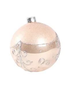 1Pz Pallinadi Vetro Decorata Con Fiori Rosa 80Mm