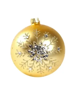 1Pz Pallina Di Vetro Decorata Oro Opaco 80Mm