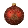 1Pz Pallina Di Vetro Decorata Rosso Opaco 80Mm