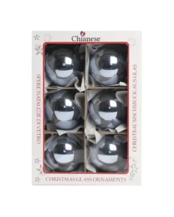 1Pz Pallinadi Vetro Liscia 60Mm Per Albero Di Natale Azzurrino