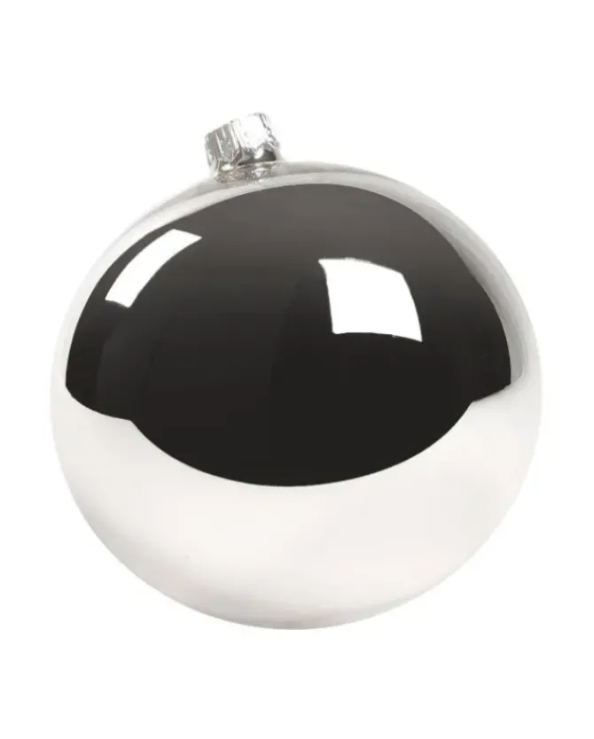 1Pz Pallina Di Vetro Tinta Unita Argento Lucido 100Mm