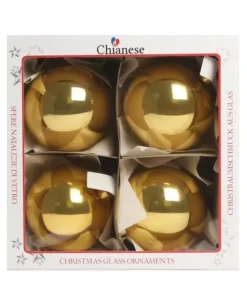 1Pz Pallina Di Vetro Tinta Unita Oro Lucido 100Mm