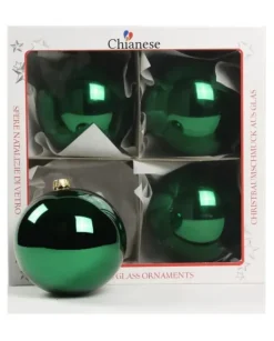 1Pz Pallina Di Vetro Tinta Unita Verde Lucido 100Mm
