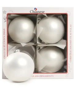 1Pz Pallina Di Vetro Tinta Unita Bianco Opaco 100Mm