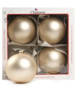 1Pz Pallina Di Vetro Tinta Unita Champagne Opaco 100Mm