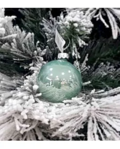 1Pz Pallina Di Vetro Tinta Unita Tiffany Lucido 60Mm Per Albero Di Natale