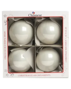 1Pz Pallina Di Vetro Tinta Unita Bianco Lucido 100Mm