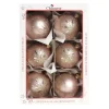 1Pz Pallina In Vetro Decorata A Mano Rosa Opaco 80Mm
