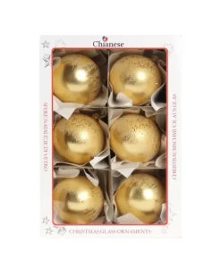 1Pz Pallina In Vetro Decorata A Mano Oro Opaco 80Mm