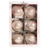 1Pz Pallina In Vetro Decorata A Mano Rosa Lucido 80Mm
