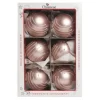 1Pz Pallina In Vetro Decorata A Mano Rosa Opaco 80Mm