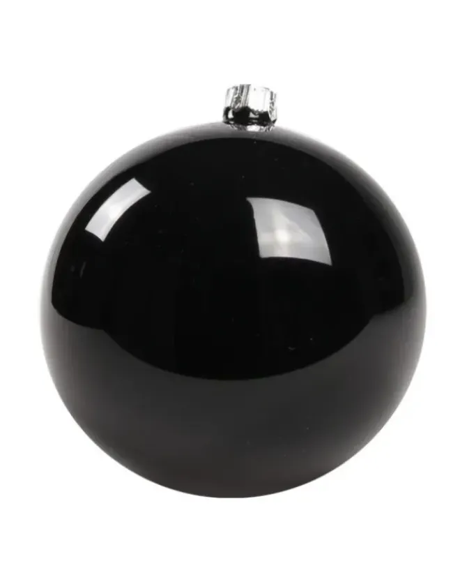 1Pz Pallina In Vetro Tinta Unita Nero Lucido 100Mm