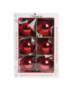 1Pz Pallina In Vetro Tinta Unita Rosso Lucido 60 Mm