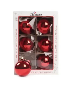 1Pz Pallina In Vetro Tinta Unita Rosso Lucido 60 Mm