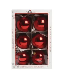 1Pz Pallina In Vetro Tinta Unita Rosso Lucido 80 Mm