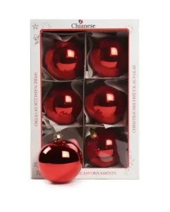 1Pz Pallina In Vetro Tinta Unita Rosso Lucido 80 Mm