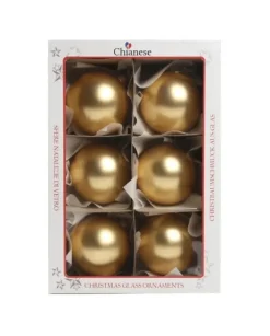 1Pz Pallina In Vetro Tinta Unita Oro Opaco 80 Mm