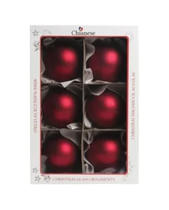 1Pz Pallina In Vetro Tinta Unita Rosso Opaco 80 Mm
