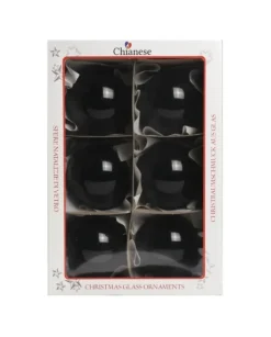 1Pz Pallina In Vetro Tinta Unita Nero Lucido 80 Mm