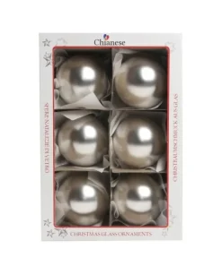 1Pz Pallina In Vetro Tinta Unita Argento Opaco 80 Mm