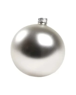 1Pz Pallina In Vetro Tinta Unita Argento Opaco 80 Mm