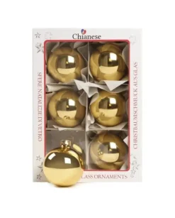 1Pz Pallina In Vetro Tinta Unita Oro Lucido 60 Mm