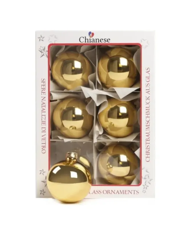 1Pz Pallina In Vetro Tinta Unita Oro Lucido 60 Mm