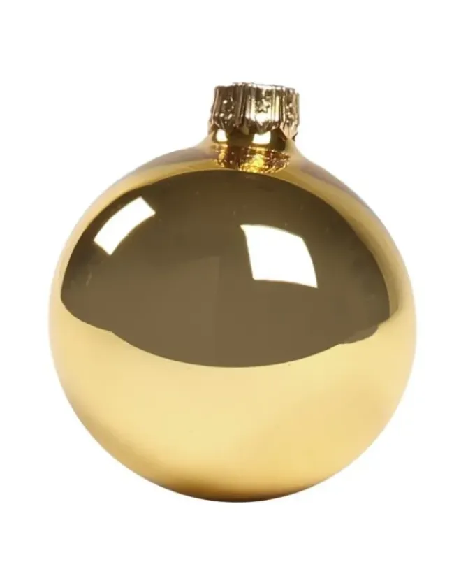 1Pz Pallina In Vetro Tinta Unita Oro Lucido 60 Mm