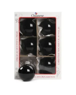 1Pz Pallina In Vetro Tinta Unita Nero Lucido 60 Mm