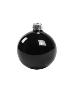 1Pz Pallina In Vetro Tinta Unita Nero Lucido 60 Mm