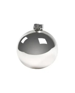 1Pz Pallina In Vetro Tinta Unita Argento Lucido 60 Mm