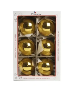 1Pz Pallina In Vetro Tinta Unita Oro Lucido 80 Mm