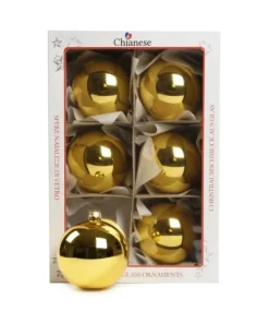 1Pz Pallina In Vetro Tinta Unita Oro Lucido 80 Mm