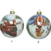 1Pz Pallina Sfera 8 Cm Con Decoro Natalizio Per Albero Di Natale