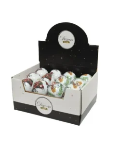 1Pz Pallina Sfera 8 Cm Con Decoro Natalizio Per Albero Di Natale