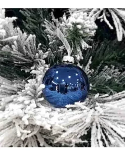 1Pz Pallina Sfera Di Vetro Blu Lucido 60Mm Per Albero Di Natale