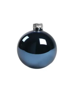 1Pz Pallina Sfera Di Vetro Blu Lucido 60Mm Per Albero Di Natale