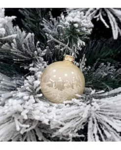 1Pz Pallina Sfera Di Vetro Champagne Lucido 60Mm Per Albero Di Natale