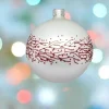1Pz Pallina Sfera Di Vetro Decorata A Mano 80Mm Per Albero Di Natale Bianca