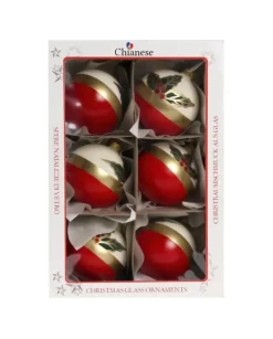 1Pz Pallina Sfera Di Vetro Decorata A Mano 80Mm Per Albero Di Natale