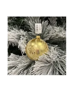 1Pz Pallina Sfera Di Vetro Decorata A Mano Oro Opaco 80Mm Per Albero Di Natale